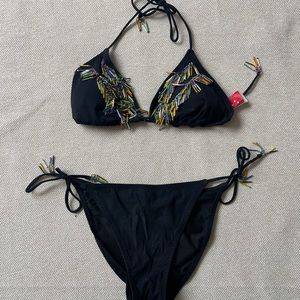 Beaded bathing suit. Size small bottom. Size medium top